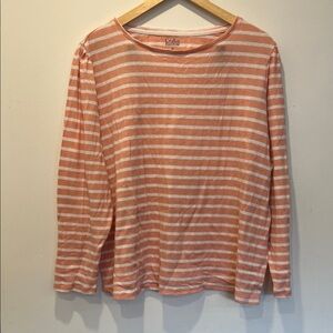 croft & barrow Peach and White Striped Long Sleeve Tee